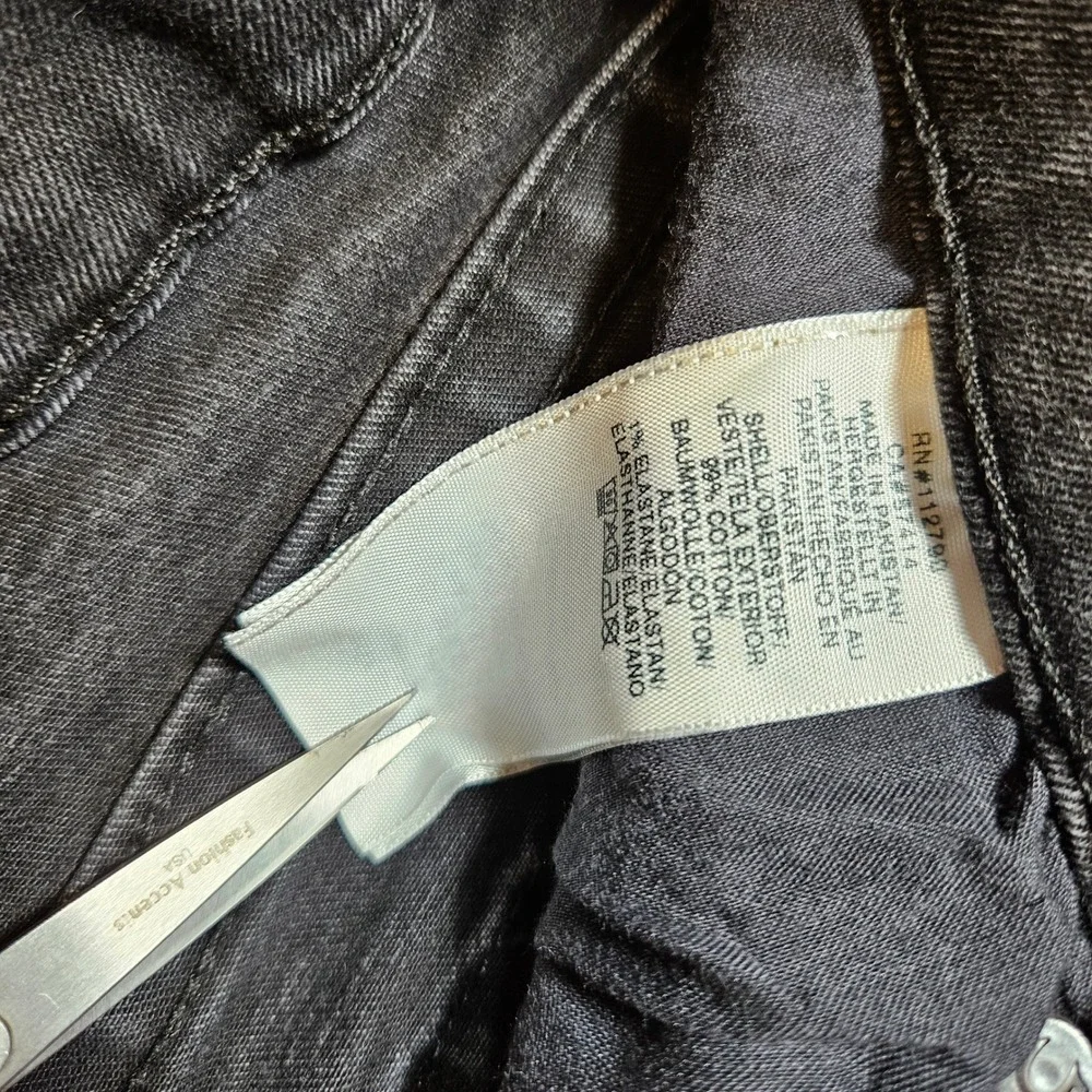 True Religion Ricky Relaxed Straight Black Jeans Mens 34 Flap Pocket Distressed